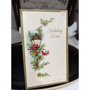 Vintage Cardinal Christmas Cards Holiday Notes Fold  Lamp Post  18 W/Gold Seals
